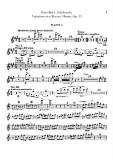 Variations on a Rococo Theme, TH 57 Op.33: Flutes parts by Pyotr Tchaikovsky