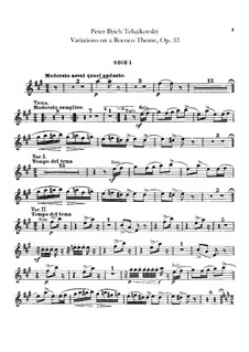 Variations on a Rococo Theme, TH 57 Op.33: Oboes parts by Pyotr Tchaikovsky