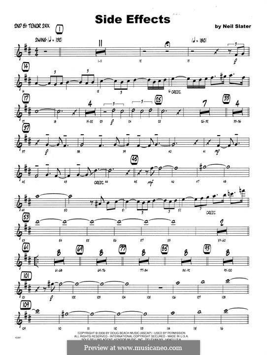 Side Effects: 2nd Bb Tenor Saxophone part by Neil Slater