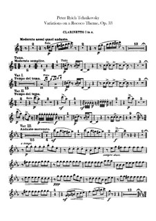 Variations on a Rococo Theme, TH 57 Op.33: Clarinets parts by Pyotr Tchaikovsky