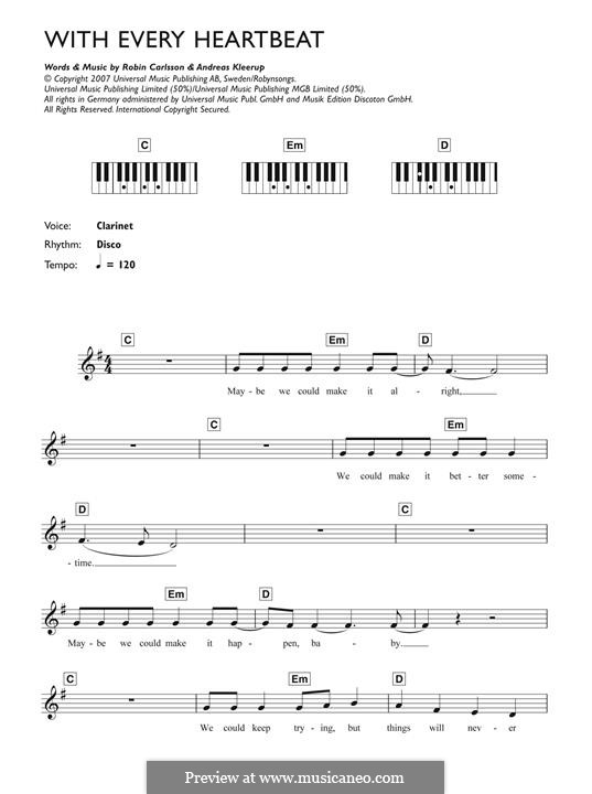 With Every Heartbeat (Robyn): For piano by Andreas Kleerup, Robin Carlsson