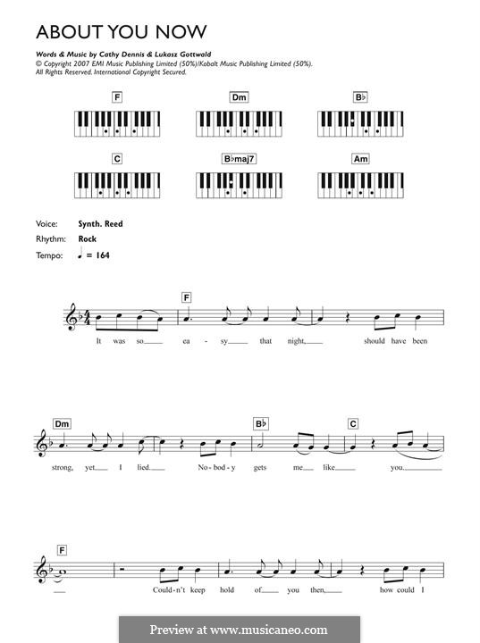 About You Now (The Sugababes): For piano by Cathy Dennis, Lukas Gottwald