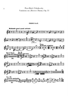 Variations on a Rococo Theme, TH 57 Op.33: Horns parts by Pyotr Tchaikovsky