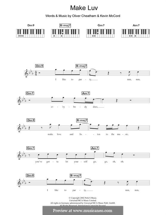 Make Luv (Room 5 Feat. Oliver Cheatham): For piano by Kevin McCord, Oliver Cheatham