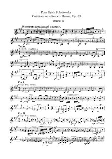 Variations on a Rococo Theme, TH 57 Op.33: Violins II part by Pyotr Tchaikovsky