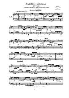 Suite No.5 in E Minor, HWV 438: For piano by Georg Friedrich Händel