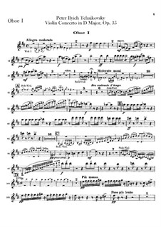 Concerto for Violin and Orchestra in D Major, TH 59 Op.35: Oboes parts by Pyotr Tchaikovsky