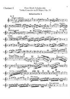 Concerto for Violin and Orchestra in D Major, TH 59 Op.35: Clarinets parts by Pyotr Tchaikovsky