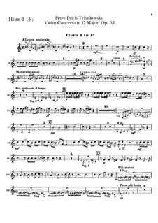 Concerto for Violin and Orchestra in D Major, TH 59 Op.35: Horns I-II parts by Pyotr Tchaikovsky