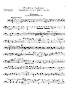Concerto for Violin and Orchestra in D Major, TH 59 Op.35: Trombone part by Pyotr Tchaikovsky