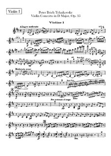 Concerto for Violin and Orchestra in D Major, TH 59 Op.35: Violins I part by Pyotr Tchaikovsky