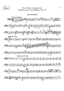 Concerto for Violin and Orchestra in D Major, TH 59 Op.35: Double bass part by Pyotr Tchaikovsky