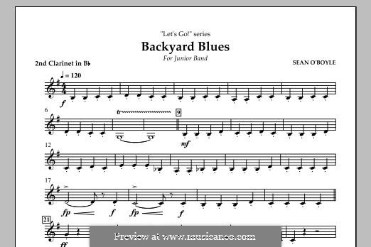 Backyard Blues: Bb Clarinet 2 part by Sean O'Boyle
