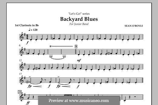 Backyard Blues: Bb Clarinet 1 part by Sean O'Boyle