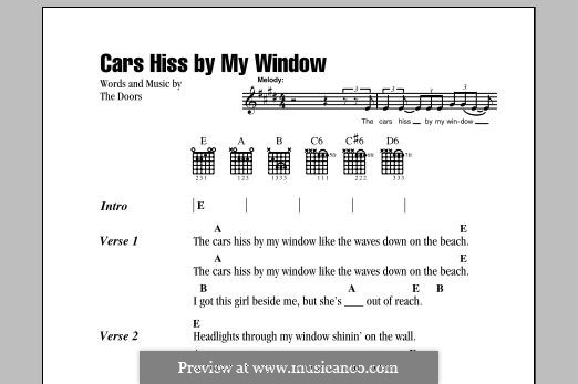 Cars Hiss By My Window: For guitar by The Doors