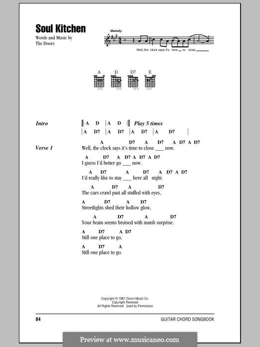 Soul Kitchen by The Doors sheet music on MusicaNeo