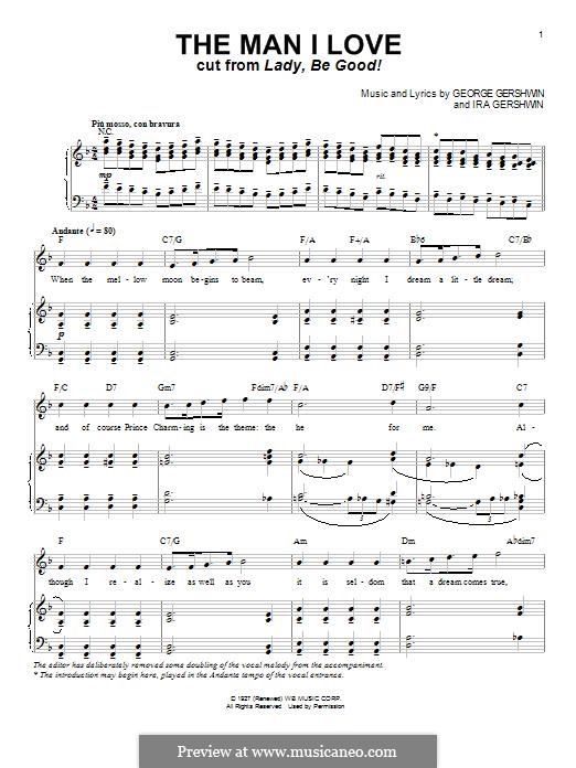 The Man I Love: For voice and piano by George Gershwin