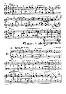 Twelve Pieces , TH 138 Op.40: No.2 Chanson triste, for harmonium by Pyotr Tchaikovsky