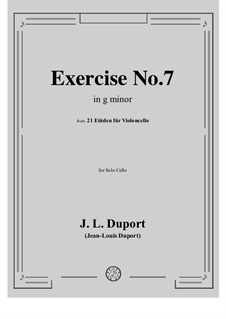 Twenty-One Etudes for Cello: Etude No.7 in G Minor by Jean-Louis Duport