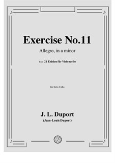 Twenty-One Etudes for Cello: Etude No.11 in A Minor by Jean-Louis Duport
