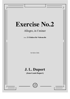 Twenty-One Etudes for Cello: Etude No.2 in F Minor by Jean-Louis Duport