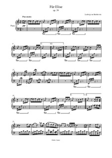 For Elise, for Piano, WoO 59: For a single performer by Ludwig van Beethoven