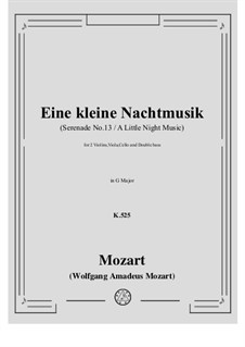 Complete Movements: For two violins, viola, cello and double bass by Wolfgang Amadeus Mozart