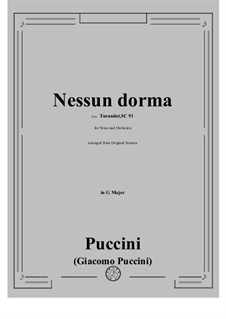 Turandot: Nessun dorma (original version) by Giacomo Puccini