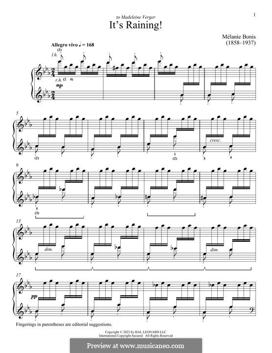 It's Raining by M. Bonis - sheet music on MusicaNeo