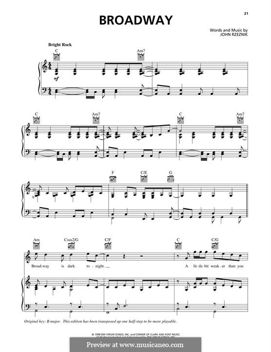 Broadway (The Goo Goo Dolls): For voice and piano (or guitar) by John Rzeznik