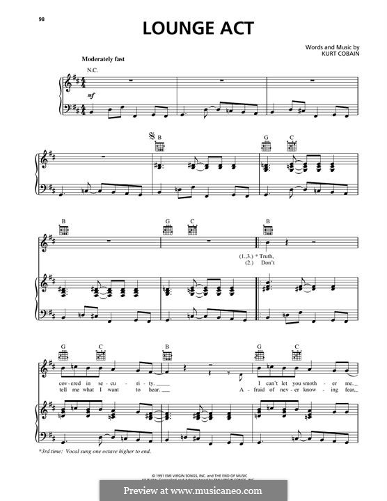 Lounge Act (Nirvana): For voice and piano (or guitar) by Kurt Cobain