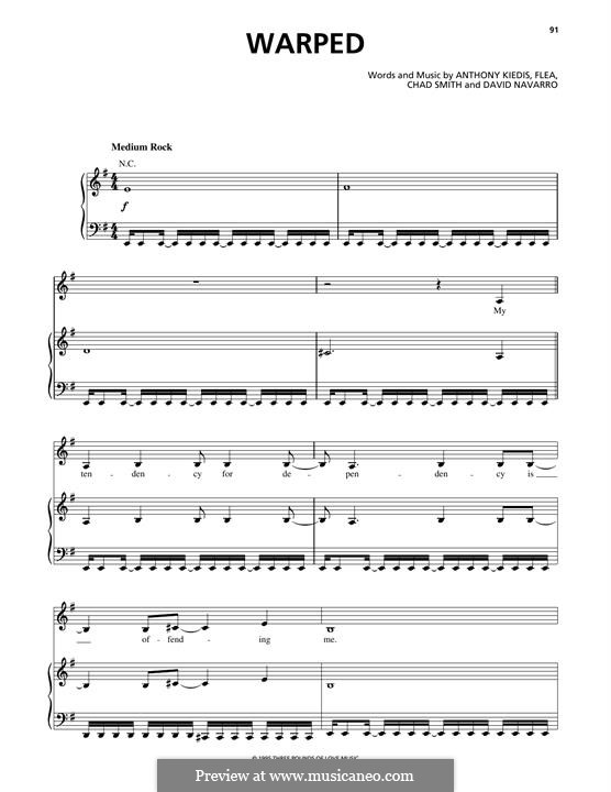 Warped (Red Hot Chili Peppers): For voice and piano (or guitar) by Flea, Anthony Kiedis, Chad Smith, Dave Navarro