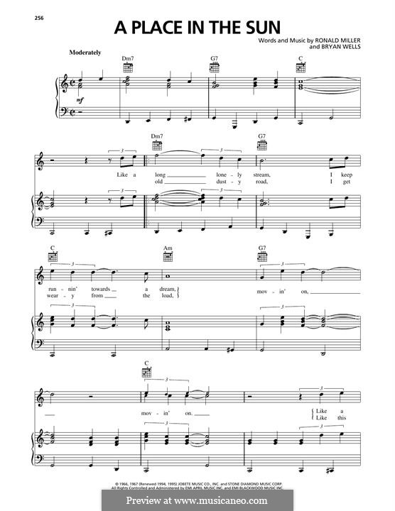 A Place in the Sun: For voice and piano (or guitar) by Bryan Wells, Ronald Miller