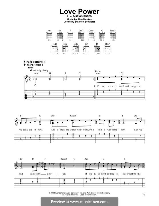 Love Power (from Disenchanted): For guitar with tab by Alan Menken