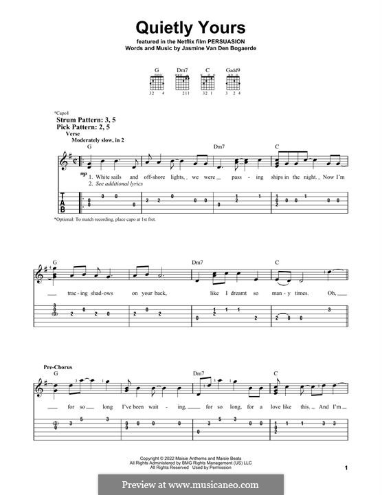 Quietly Yours (from Persuasion) by Birdy sheet music on MusicaNeo