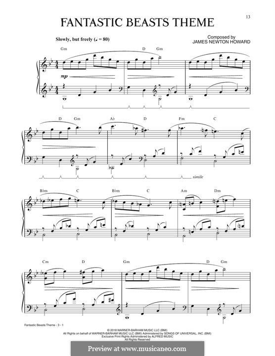 Fantastic Beasts Theme: For piano by James Newton Howard