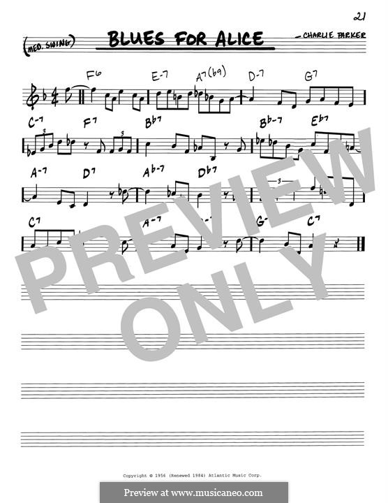 Blues for Alice: Melody line by Charlie Parker