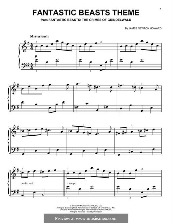 Fantastic Beasts Theme: For piano by James Newton Howard