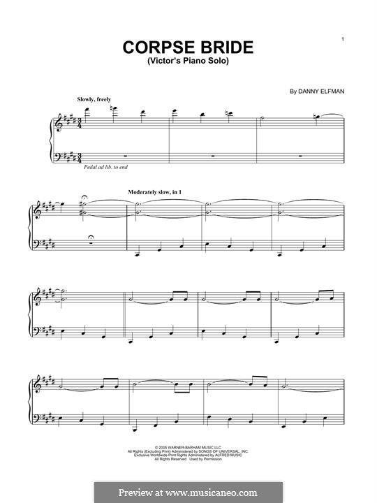 Victor's Piano Solo (from Corpse Bride): For piano by Danny Elfman