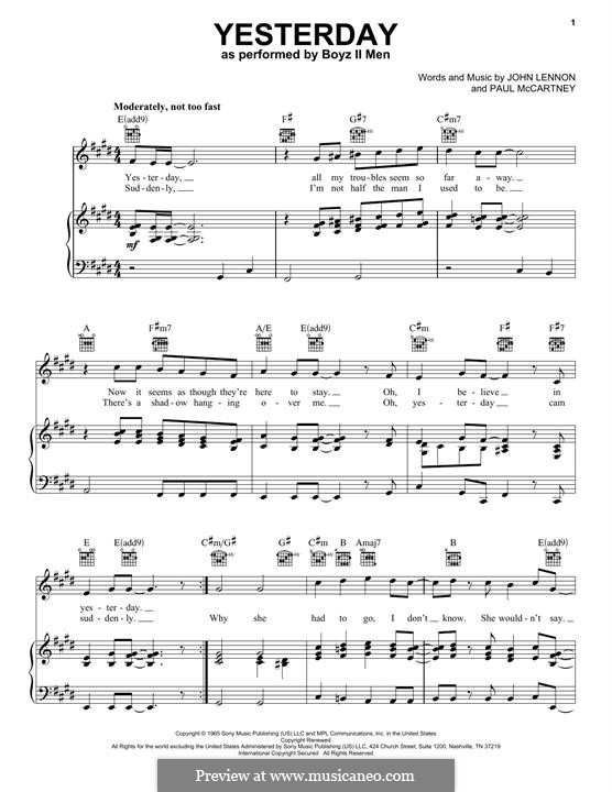 Vocal version (Yesterday (The Beatles)) by J. Lennon, P. McCartney on ...