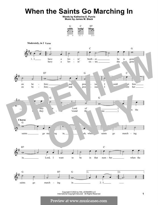 When the Saints Go Marching In: For guitar by James Milton Black