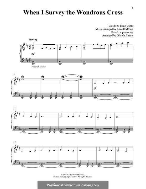 When I Survey the Wondrous Cross: For piano by Lowell Mason