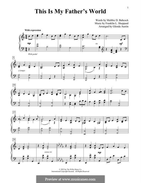 This Is My Father's World: For piano by Franklin L. Sheppard