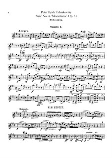 Suite No.4 in G Major 'Mozartiana', TH 34 Op.61: Violins I part by Pyotr Tchaikovsky