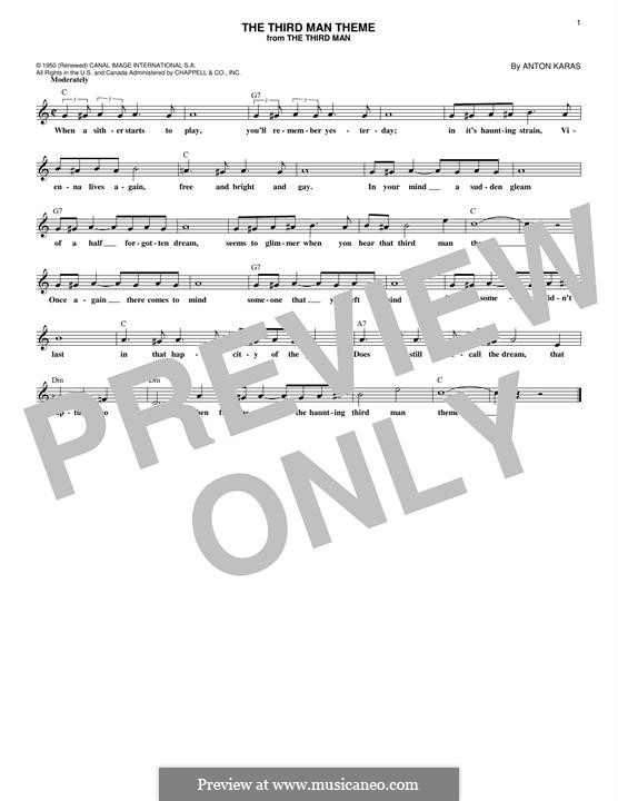 The Third Man (The Harry Lime Theme): For keyboard by Anton Karas