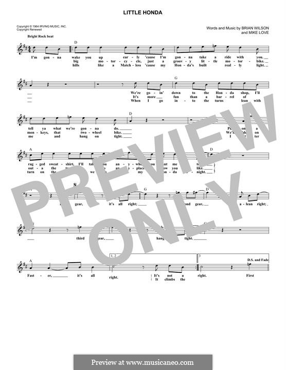 Little Honda (The Beach Boys): For keyboard by Brian Wilson, Mike Love