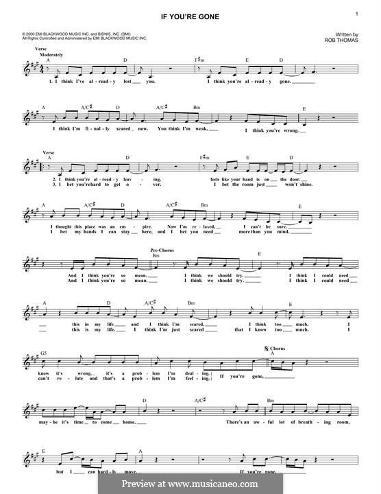 If You're Gone (Matchbox Twenty): For keyboard by Rob Thomas