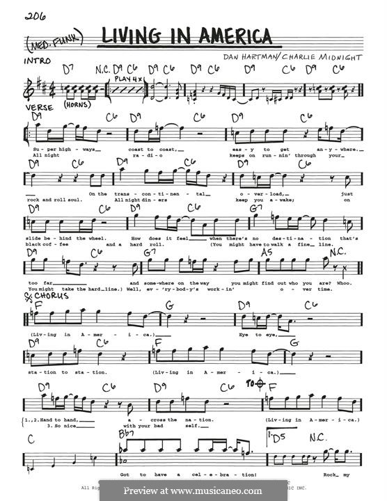 Living in America (from Rocky): Melody line by Charlie Midnight, Dan Hartman