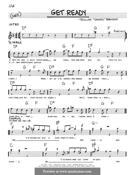 Get Ready (Rare Earth): Melody line by Smokey Robinson