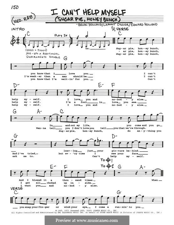 I Can't Help Myself (Sugar Pie, Honey Bunch): Melody line by Brian Holland, Edward Holland Jr., Lamont Dozier